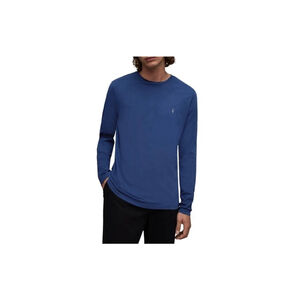 AllSaints Brace Tee Shirt Men XL Blue Organic Cotton Luxury Long Sleeve EUC
